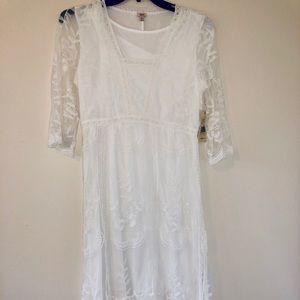 Reba off-White lace hi lo dress, NWT, M